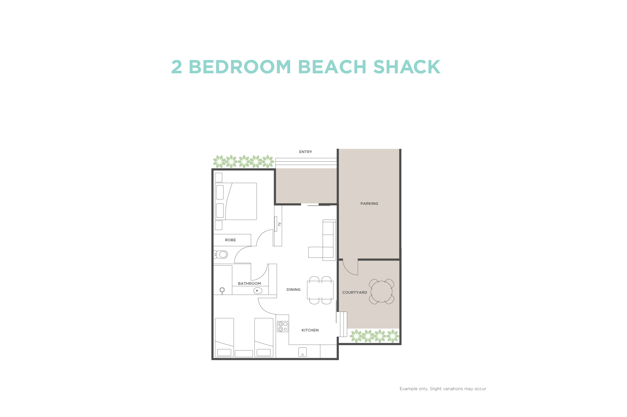 2 Bedroom Beach Shack floor plan